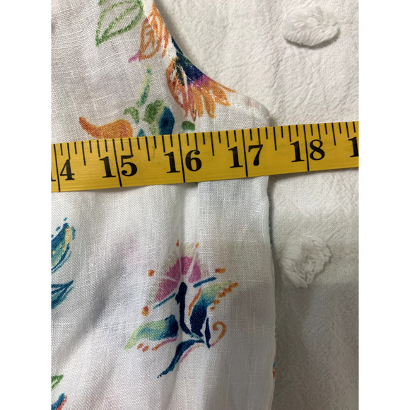 J Jill Love 100% Linen Size Med Sleeveless Floral Button Up Tunic Blouse Shirt - Picture 4 of 7